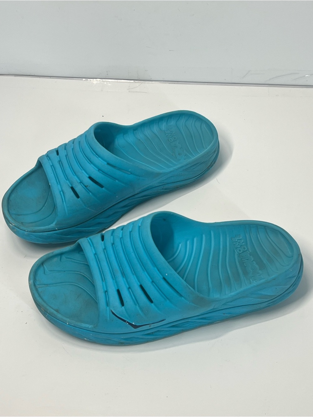 HOKA Ora Recovery Slide 3 Turquoise Blue Comfort Sandals
